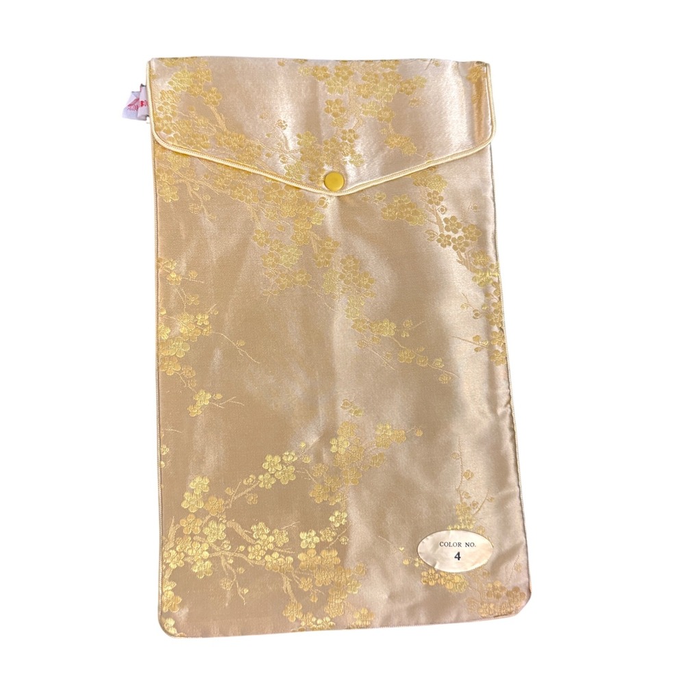 Bill Cole Gold Brocade Clutch Lingerie Jewelry Bag Hong Kong Deadstock Unused‎